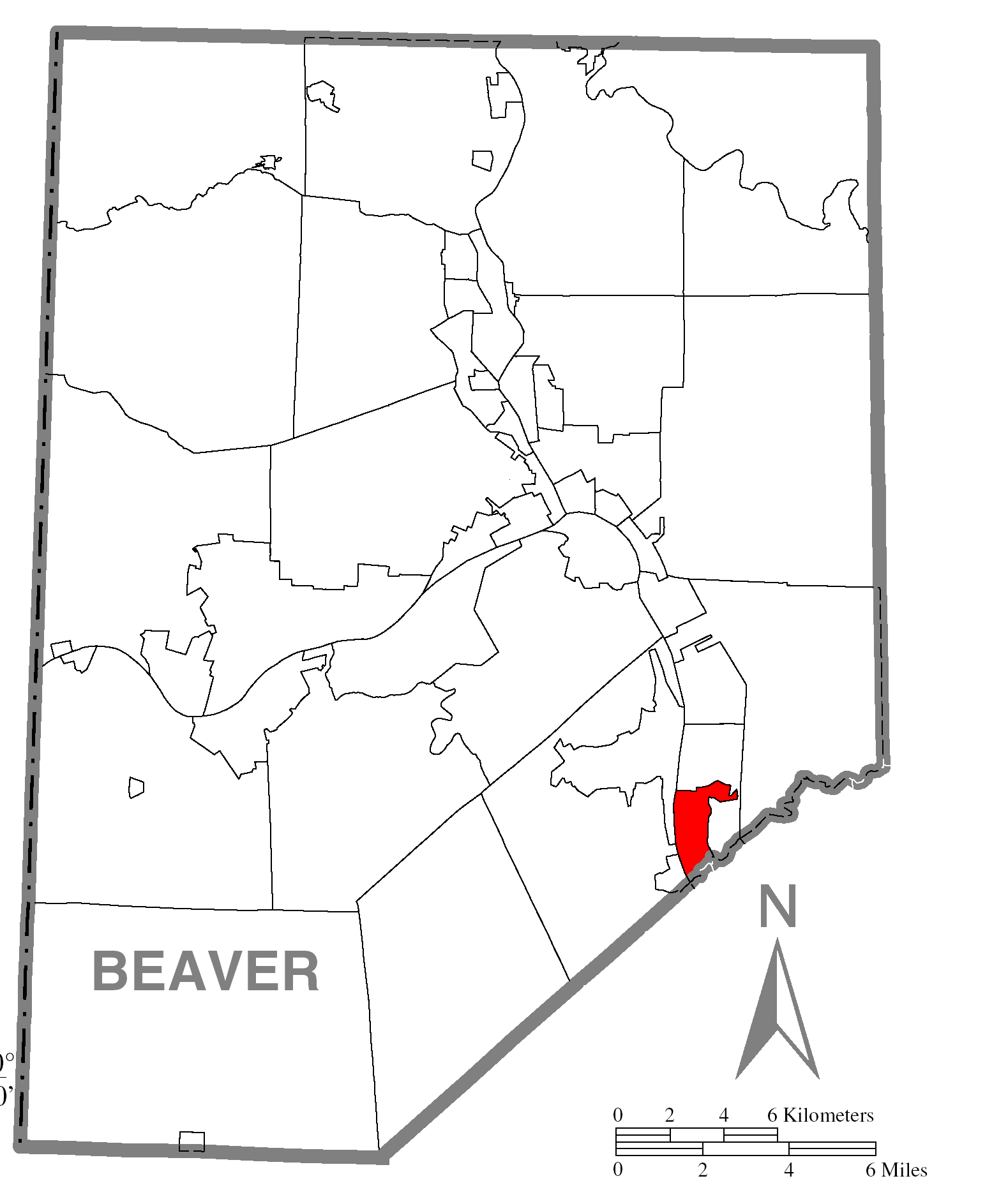 Archivo Map of Ambridge, Beaver County, Pennsylvania Highlighted