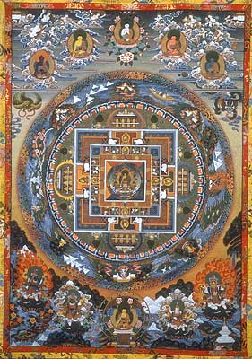 Mandala del Buda Sakyamuni, pintura tibetana.