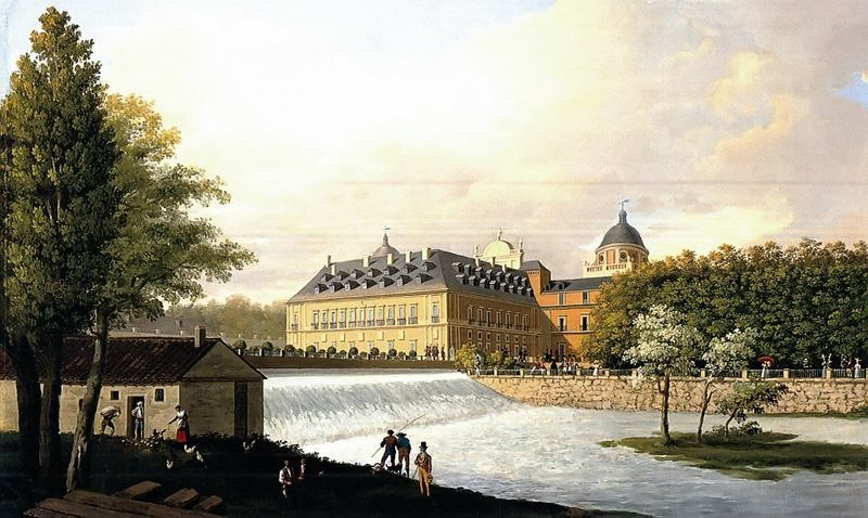 Vista del Rl.Sitio de Aranjuez, de la Cascada grande y Palacio; tomada de la parte d Lebante 1830 Fernando Brambila