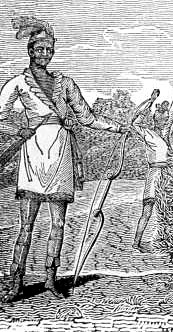 Grabado del siglo XIX de un guerrero seminole negro de la Primera Guerra Semínola (1817-8)