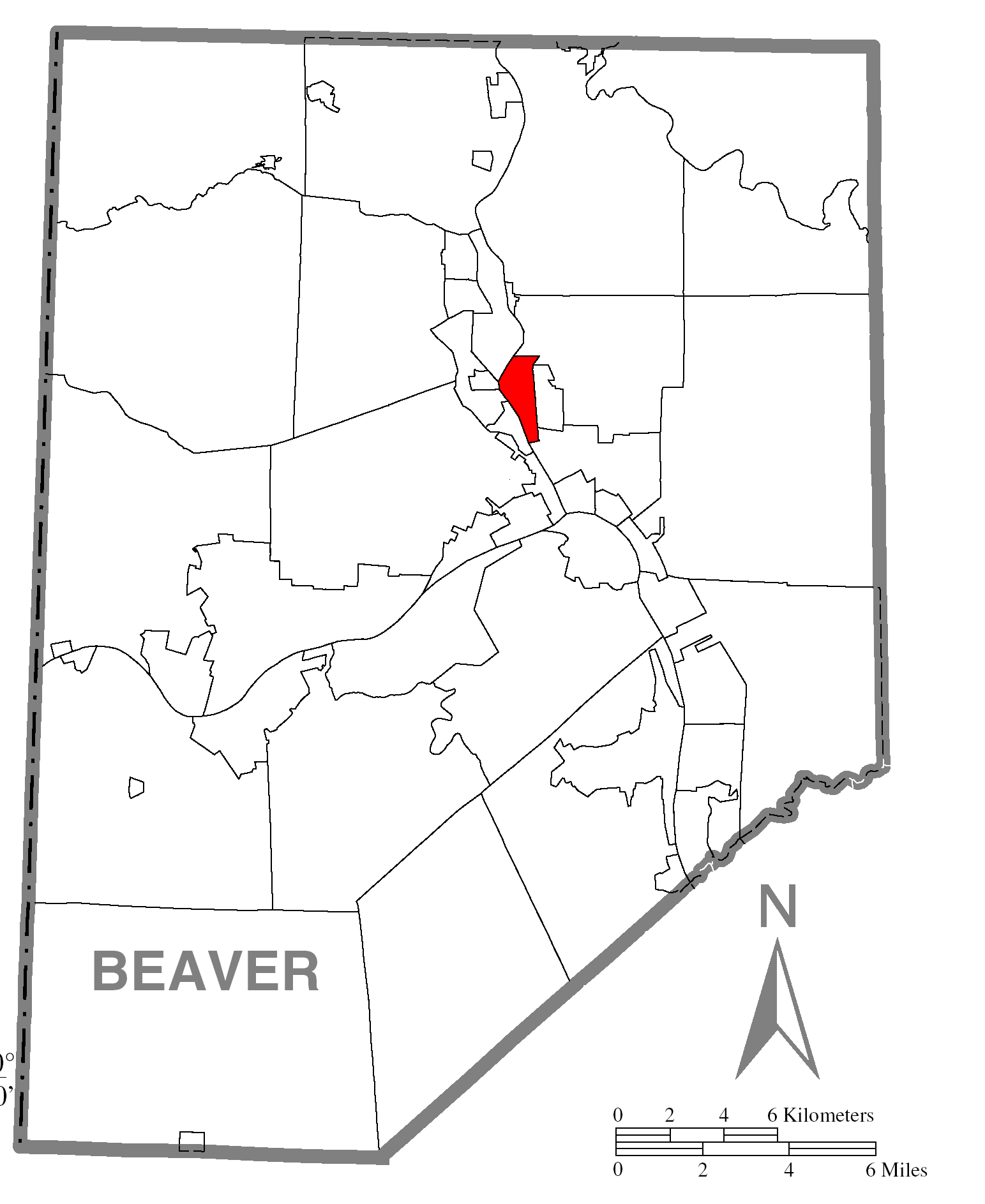Archivo Map of New Brighton, Beaver County, Pennsylvania Highlighted