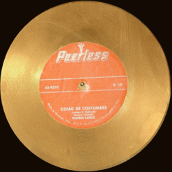 Archivo:Disque d'or reçu par Gloria Lasso à Miami en 1968 pour sa reprise en espagnol de la chanson "Comme d'habitude" (My Way) sous le titre de Como de costumbre