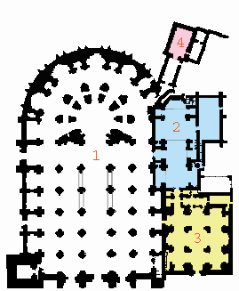 1. Catedral - 2. Capilla Real- 4. Sacristía 3. Iglesia Parroquial del Sagrario