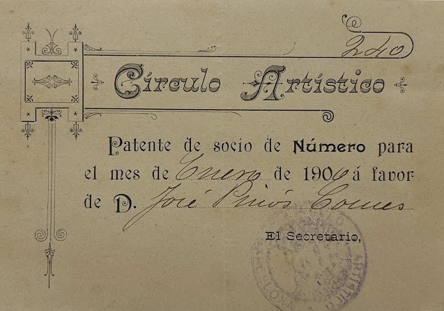 Certificado de José Pinos i Comes