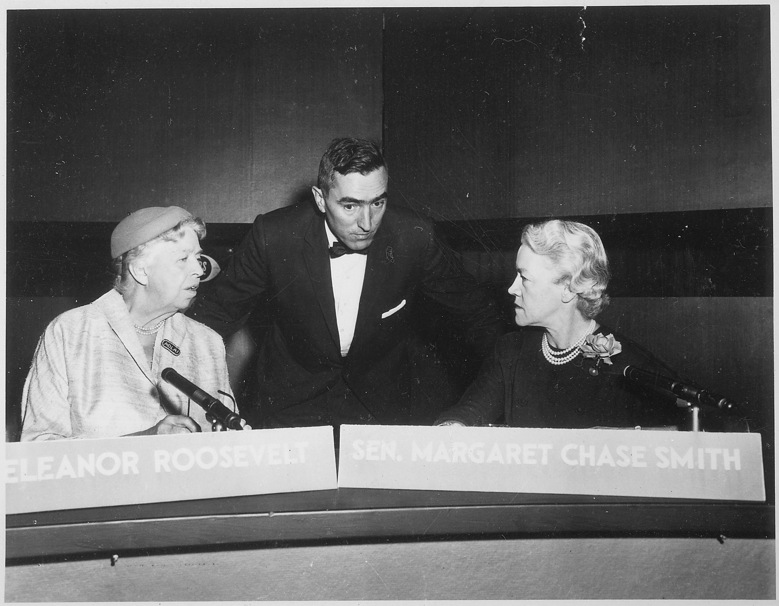 Eleanor Roosevelt and Margaret Chase Smith on Face the Nation in Washington Washington, D.C - NARA - 195998.jpg