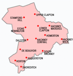 Algunos lugares en el municipio de Hackney.
