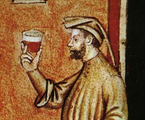 20-alimenti vino rosso Taccuino Sanitatis Casanatense 4182 detail chaperon