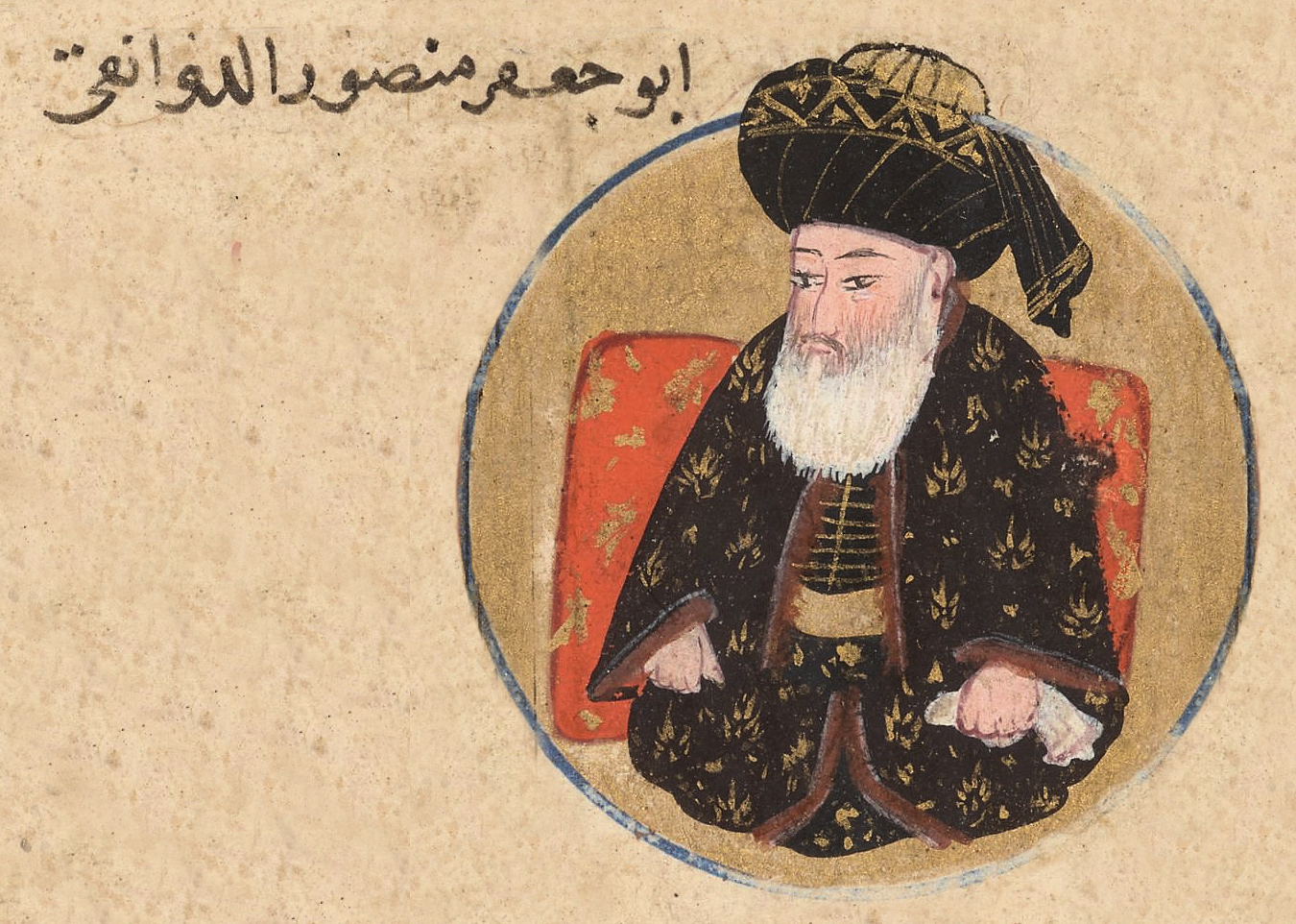 Abbāsid Caliph al-Manṣūr from the genealogy (silsilanāma), Cream of Histories (Zübdet-üt Tevarih, 1598).jpg