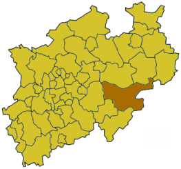 Lage des Hochsauerlandkreises in Nordrhein-Westfalen