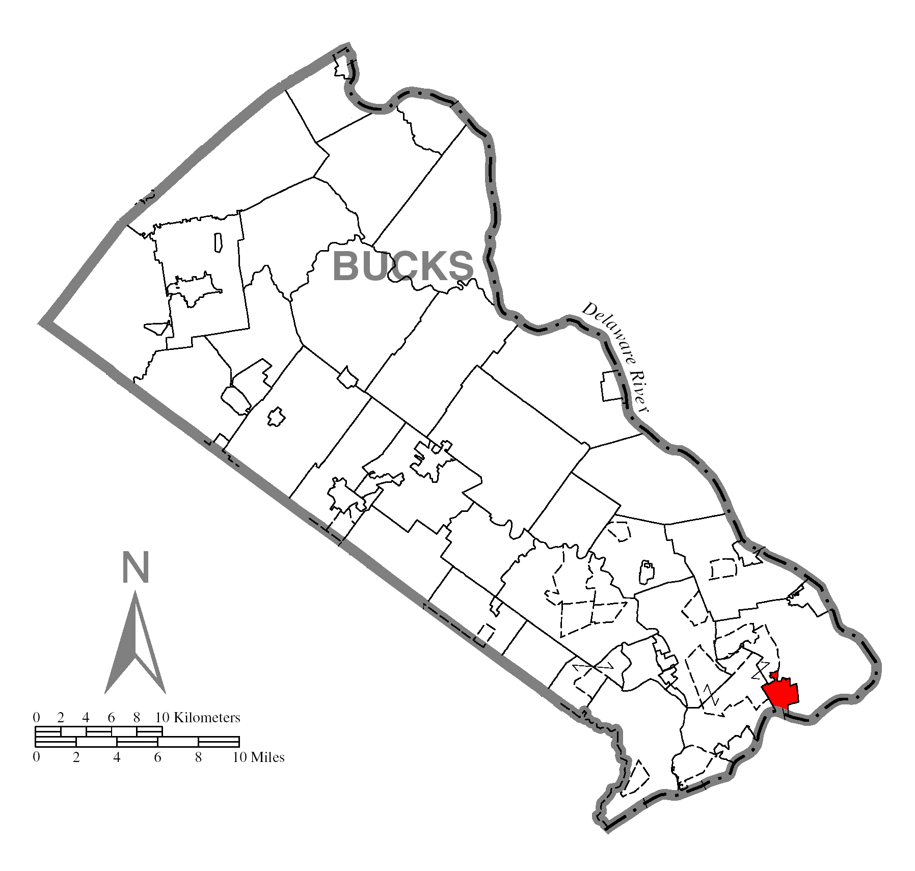 Archivo: Map of Tullytown, Bucks County, Pennsylvania Highlighted