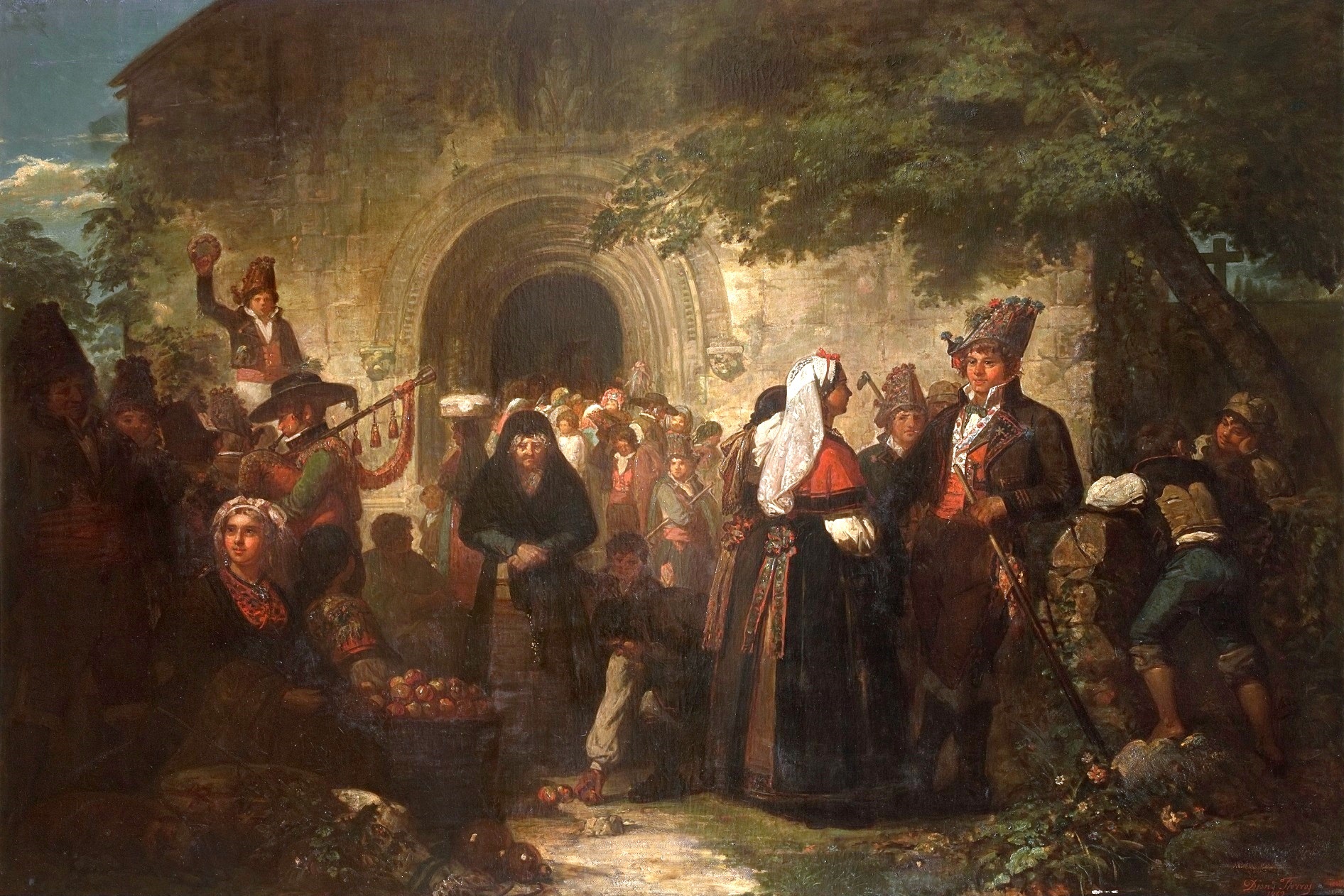 La salida de misa en una aldea de las cercanías de Santiago de Galicia
