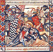 Archivo:Escena de batalla libro de cántigas de Alfonso X El Sabio