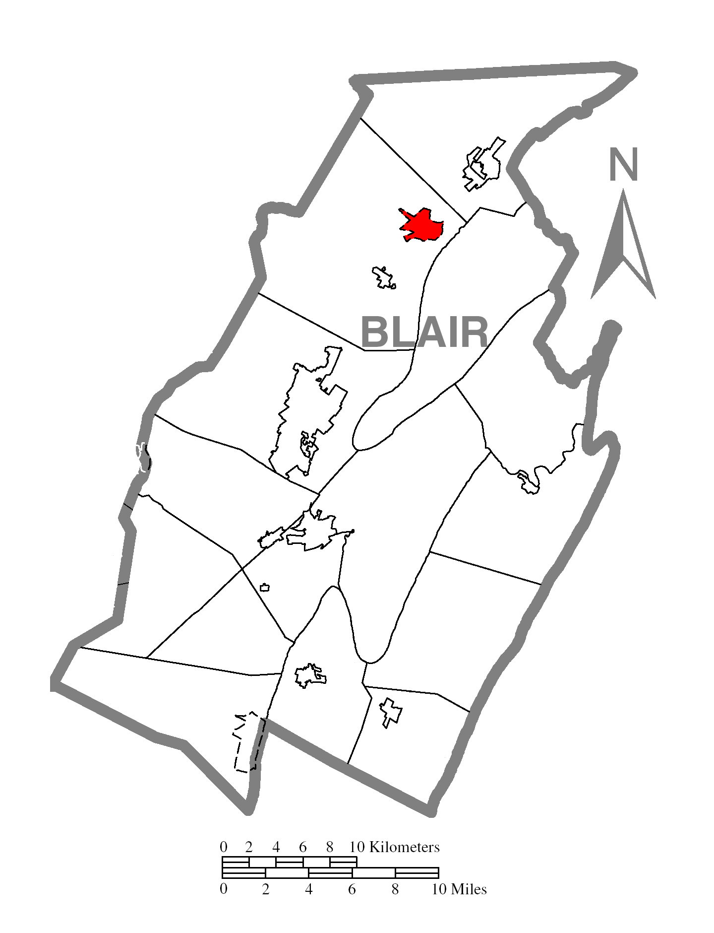 Archivo Map of Tipton, Blair County, Pennsylvania Highlighted