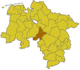 Lage des Landkreises Nienburg/Weser in Niedersachsen