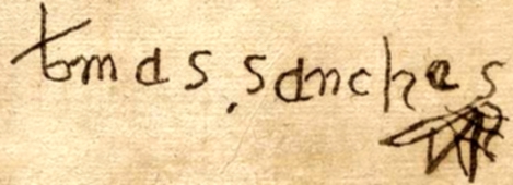 Archivo Signature of Captain Don Tomas Sanches de la Barrera, founder