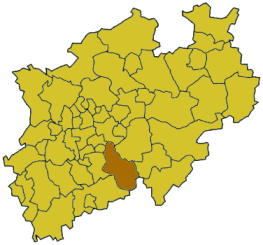 Ubicación del distrito Alto Bergisch en Renania del Norte-Wesfalia