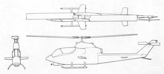 Archivo:Bell AH-1G Cobra 3-view line drawing