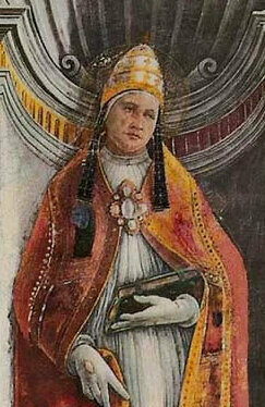 Pope Saint Evaristus (by Sandro Botticelli) – Sistine Chapel (1481).jpg