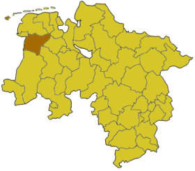 Lage des Landkreises Leer in Niedersachsen