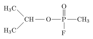 La estructura química del sarín, un agente nervioso descubierto en Alemania en 1938.
