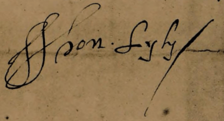 John Lyly's signature (from a letter to Sir Robert Cecil, Feb. 4 1602-3; from original MS. in Hatfield Library)