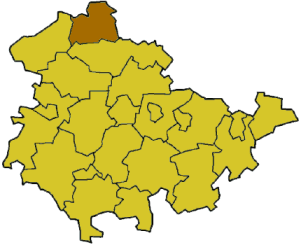 Lage des Landkreises Nordhausen in Thüringen