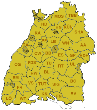 Landkreiskarte: Baden-Württemberg