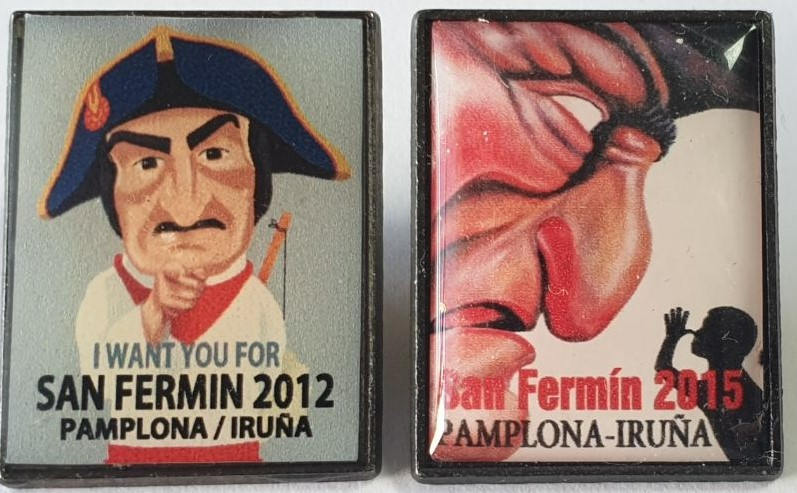 Carteles San Fermín Caravinagre 2012 y 2015 (pins).jpg