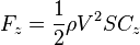  F_z = \frac12 \rho V^2 S C_z 