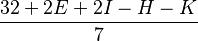\frac{32+2E+2I-H-K}{7}