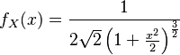 f_X(x)=\frac{1}{2\sqrt{2}\left(1+\frac{x^2}{2}\right)^{\frac{3}{2}}}