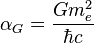 \alpha_G=\frac{Gm_e^2}{\hbar c}