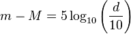 m-M=5\log_{10}\left(\frac{d}{10}\right)