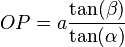 OP=a\frac{\tan(\beta)}{\tan(\alpha)}