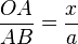 \frac{OA}{AB}=\frac xa