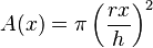 A(x)=\pi\left(\frac{rx}{h}\right)^2