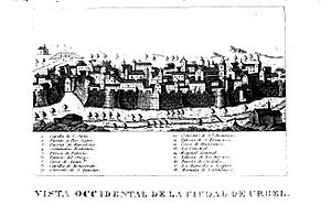 Archivo:1847, La Guerra de Cataluña, Vista occidental de la ciudad de Urgel