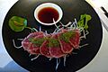 Canada Prime Beef Tataki with ponzu pearls and horseradish (5895881268)