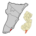 Cape May County New Jersey Incorporated and Unincorporated areas Wildwood Crest Highlighted