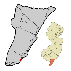 Cape May County New Jersey Incorporated and Unincorporated areas Wildwood Crest Highlighted.svg