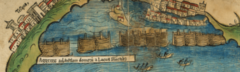 Archivo:Dique Nezahualcóyotl primer mapa de Tenochtitlan