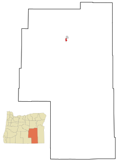 Harney County Oregon Incorporated and Unincorporated areas Hines Highlighted.svg