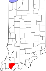 Map of Indiana highlighting Warrick County.svg