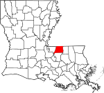 Mapa de Luisiana con la ubicación del Parish East Feliciana