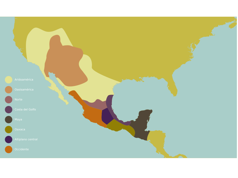 Mapa Mesoamérica Aridoamérica Oasisamérica