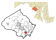 Montgomery County Maryland Incorporated and Unincorporated areas South Kensington Highlighted.svg