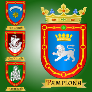 Archivo:Pamplona Escudo de la ciudad y de los llamados tres burgos