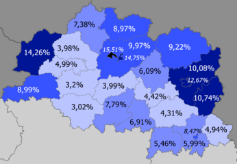 Russians in Viciebskaja voblasć, Belarus (2009 census)