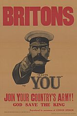 Archivo:30a Sammlung Eybl Großbritannien. Alfred Leete (1882–1933) Britons (Kitchener) wants you (Briten Kitchener braucht Euch). 1914 (Nachdruck), 74 x 50 cm. (Slg.Nr. 552)