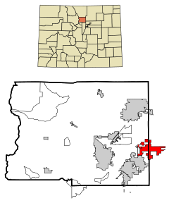Boulder County Colorado Incorporated and Unincorporated areas Erie Highlighted.svg